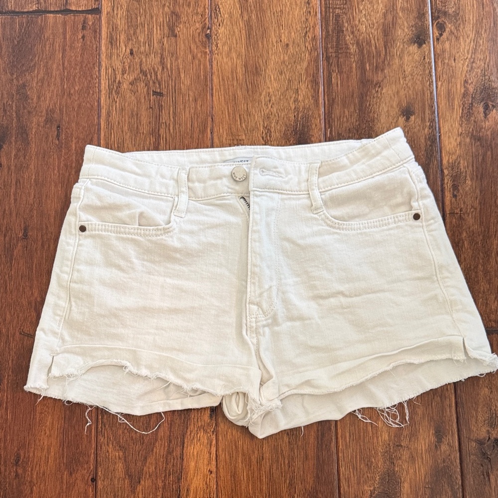 Nine West Cream Jean Shorts Distressed Cut-Off Style